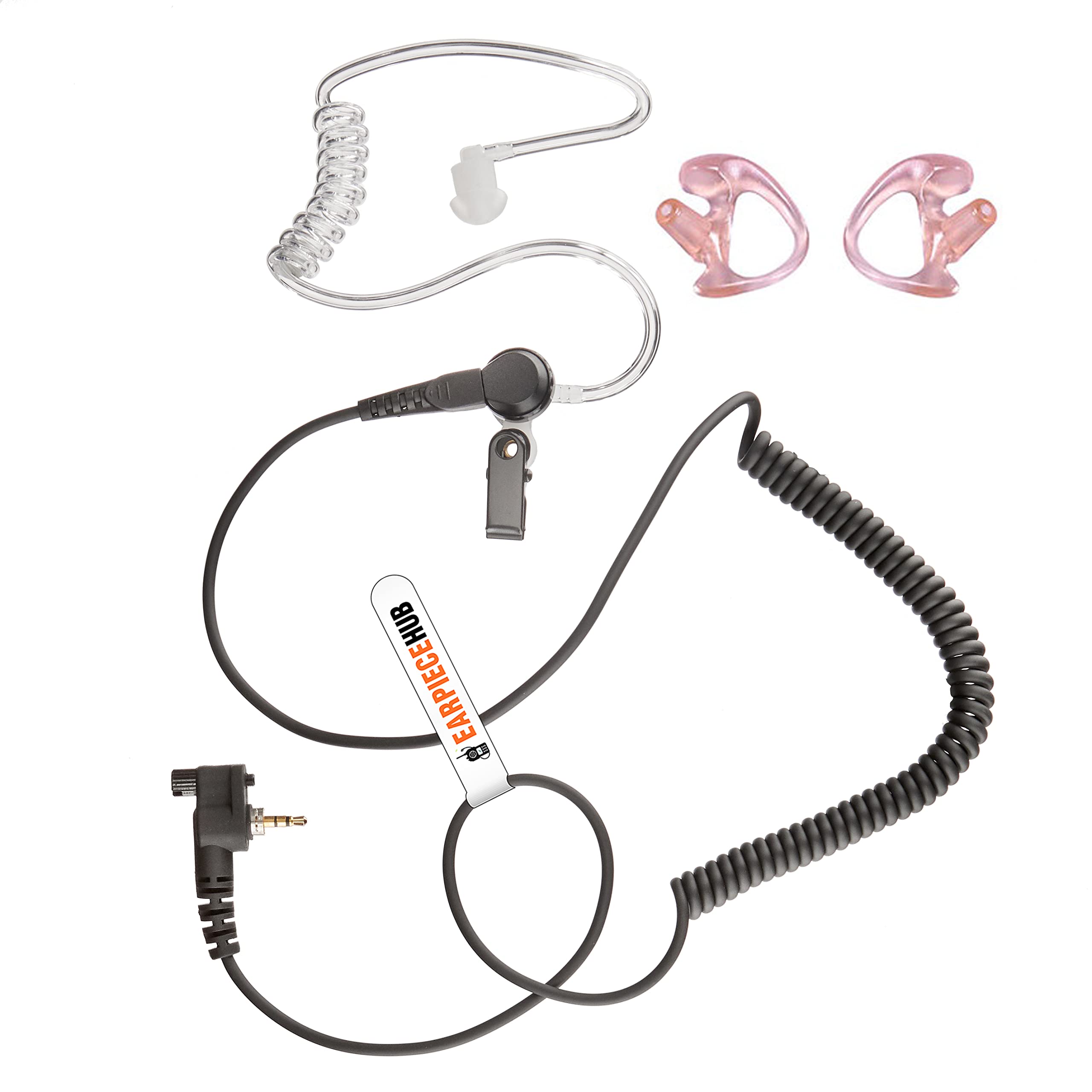 COVERT RECEIVE ONLY LISTEN EARPIECE WITH EARMOULDS FOR MOTOROLA TETRA RADIO MTH800