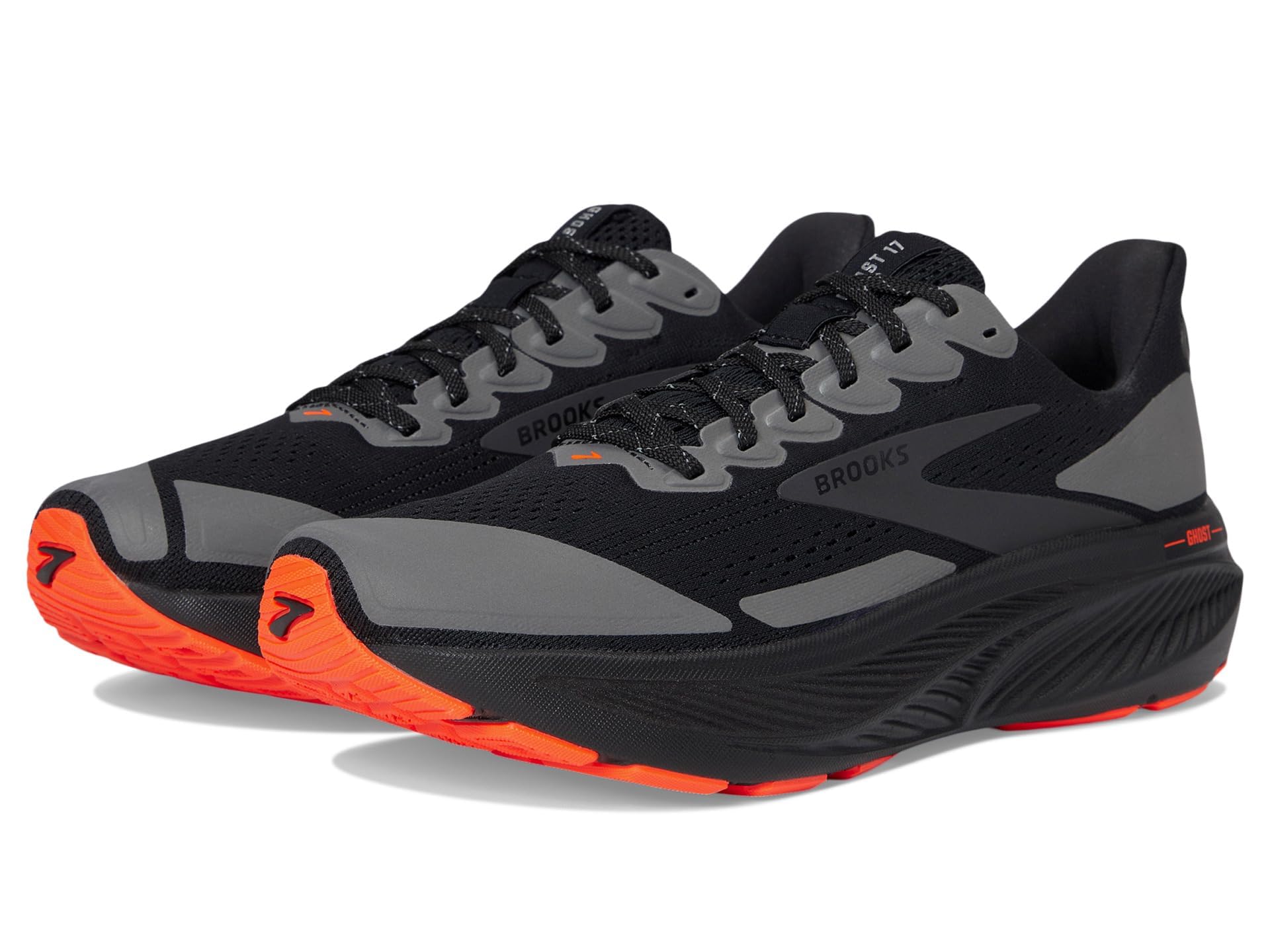 Photo 1 of Brooks Men’s Ghost 17 Neutral Running Shoe - Black/Orange - 9.5 Medium