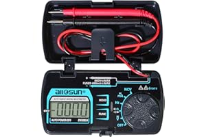 allsun Auto Ranging Pocket Tiny Digital Multimeter, Mini Electrical Travel Meter AC/DC Ohm Volt NCV Amp Capacitance Frequency Diode Continuity