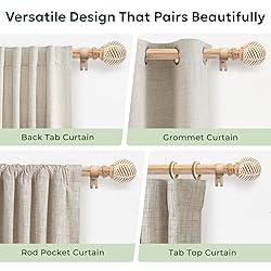 Zeerobee Wood Curtain Rods for Windows 32 to 168, 1