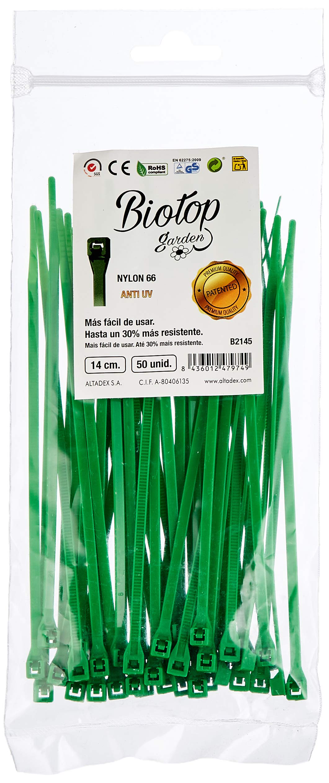 Biotop 50 x Garden Cable Ties 14cm x 3mm Green 14cm B2145