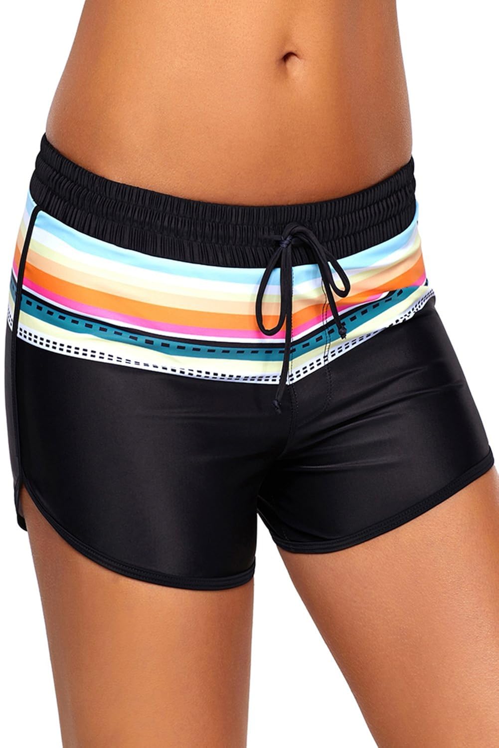 boldgal women's swimwear drawstring shorts (black)