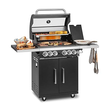 Klarstein Tomahawk 4.2 SBG Gasgrill • 6-Brenner-Gasgrill • BBQ-Grill • 20,7 kW Brenner-Gesamtleistung • 64 x 42 cm Grillrost 