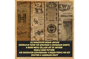 old newspaper brown vintage decorative paper for scrapbook & decoupage sheets & mixed media collage art 20 antique double sid
