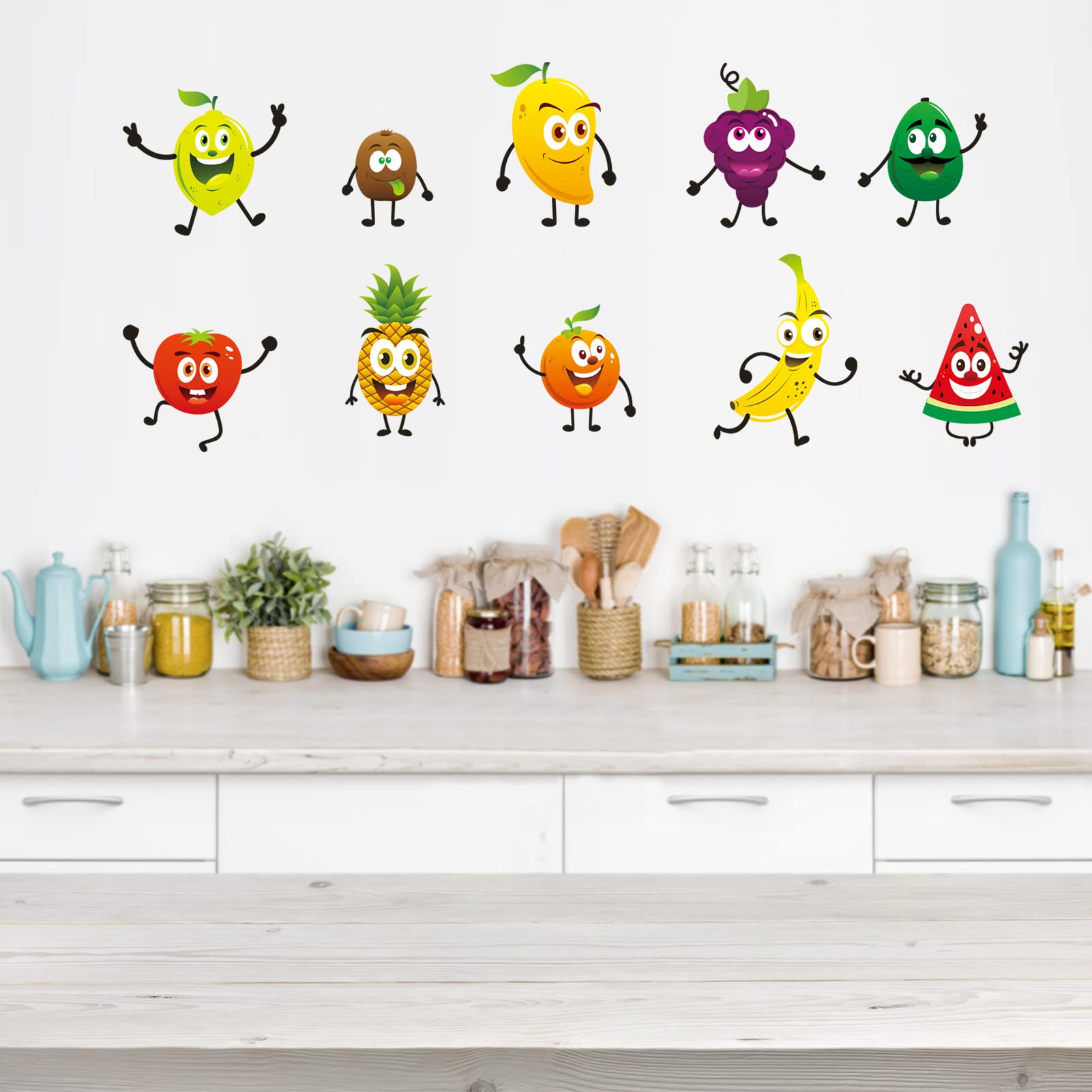 Kitchen Fruit Wall Stickers for Kids: Peel and Stick Cupboard Fridge Wall Stickers - Sofa TV Background Home Art Wall Decor