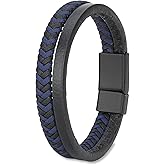 tunarts Handmade Leather Bracelet for Men - Braided bracelet with steel clasp made of first quality genuine leather