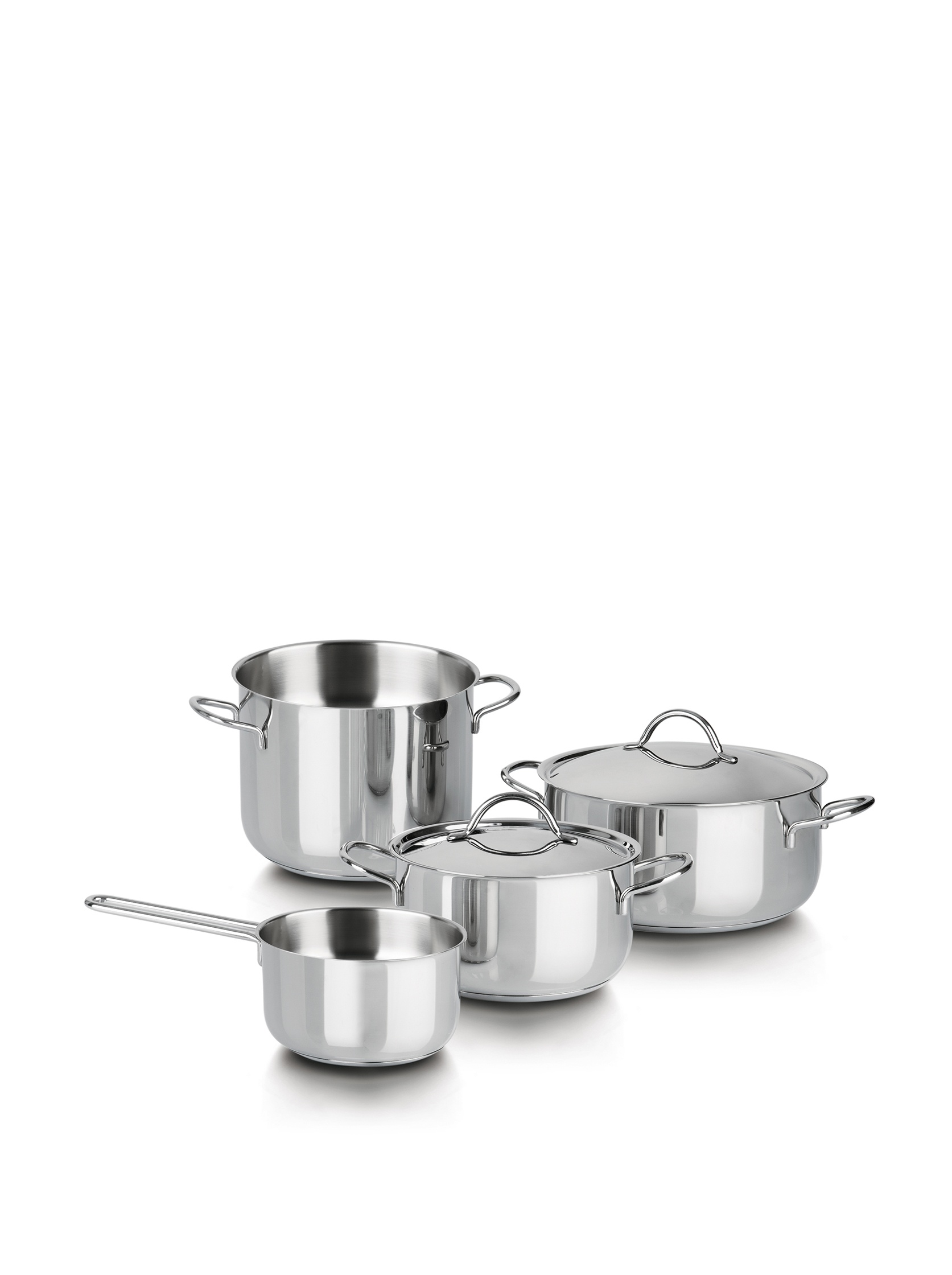 Barazzoni Cuocimania 6 Piece Set Pot 18 cm, Saucepan 18 cm, Saucepan 22 cm, ML Saucepan 14 cm, Lids 18/22, Stainless Steel