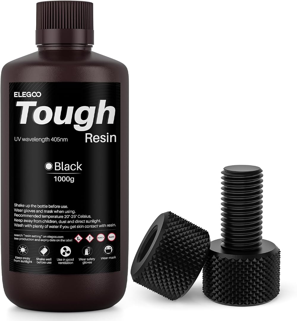 ELEGOO Tough Resin 1000g Black for MSLA 3D Printers High Impact Resistance