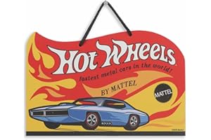 OPEN ROAD BRANDS Mattel Hot Wheels Fastest Cars Hanging Metal Sign - Retro Hot Wheels Sign for Kids' Bedroom or Man Cave
