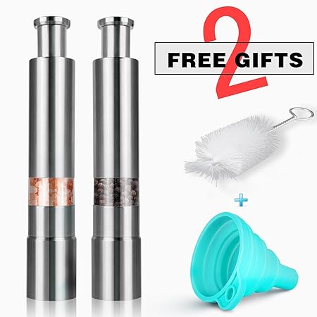 Magichome Salz und Pfeffermühle 2er Set Manuelle Gewürzmühle Kamik Salzmühle Edelstahl Mahlwerk für Getrocknete Kräuter