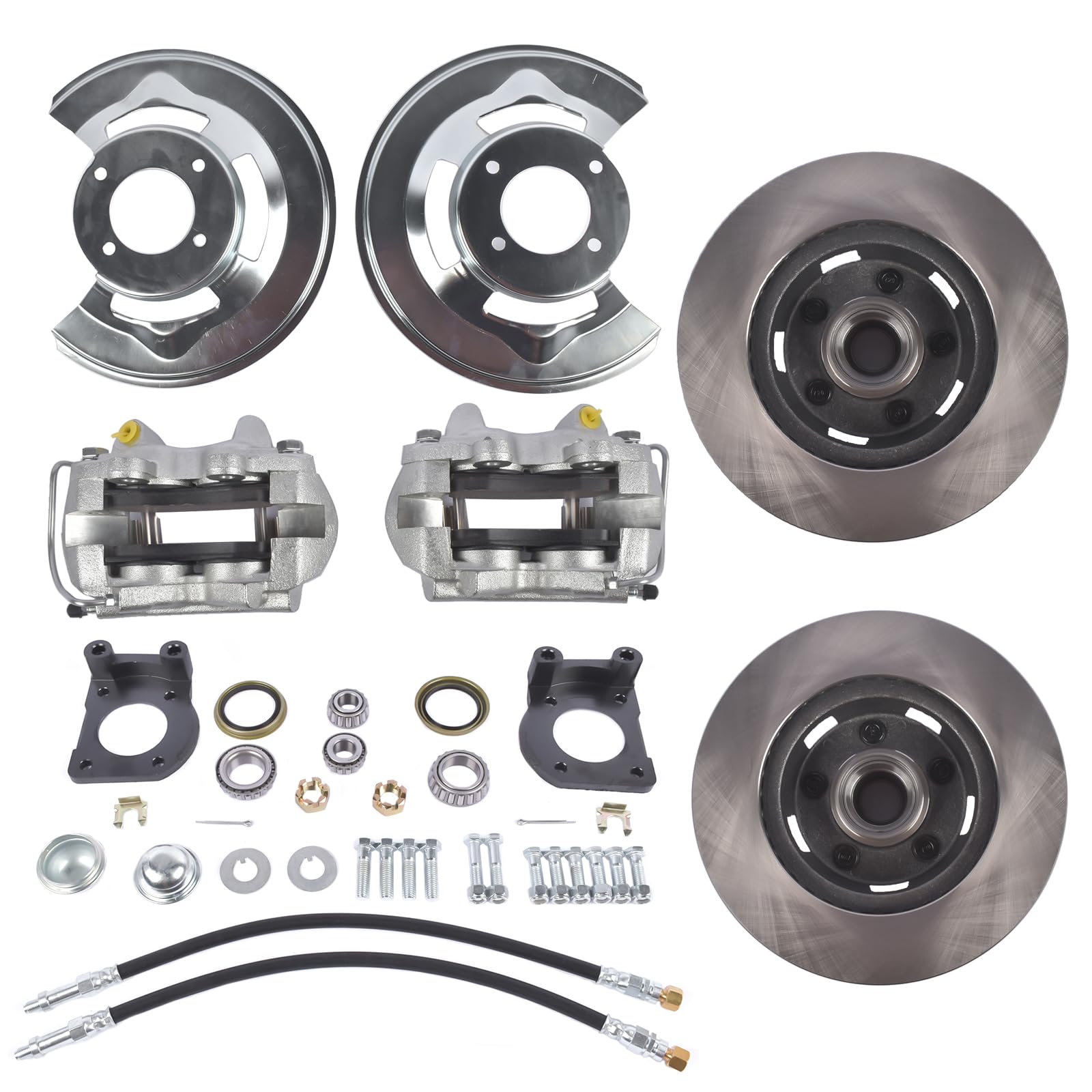 Photo 1 of Power Front Disc Brake Conversion Kit Replacement for Ford Mustang 1964 1965 1966 1967 V-8 Drum Brake Spindles with 4 Piston Calipers, For 14" Disc Brake Wheels or 15" or Larger Wheels
