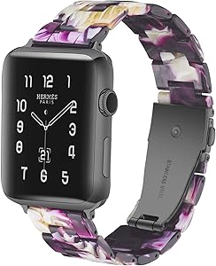 LINKWOW Compatible with Apple Watch Band 38mm 40mm 42mm 44mm Ladies and Men Fashion Resin Watch Band with Stainless Steel Clasp Suitable for Apple Watch Series 5/4/3/2/1 Wristband Bracelet