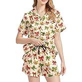 RSWSMXD Funny Pajama Set for Women 2PCS Short Sleeve Button Down Sleepwear Pajamas Loungewear Soft Pjs Sets