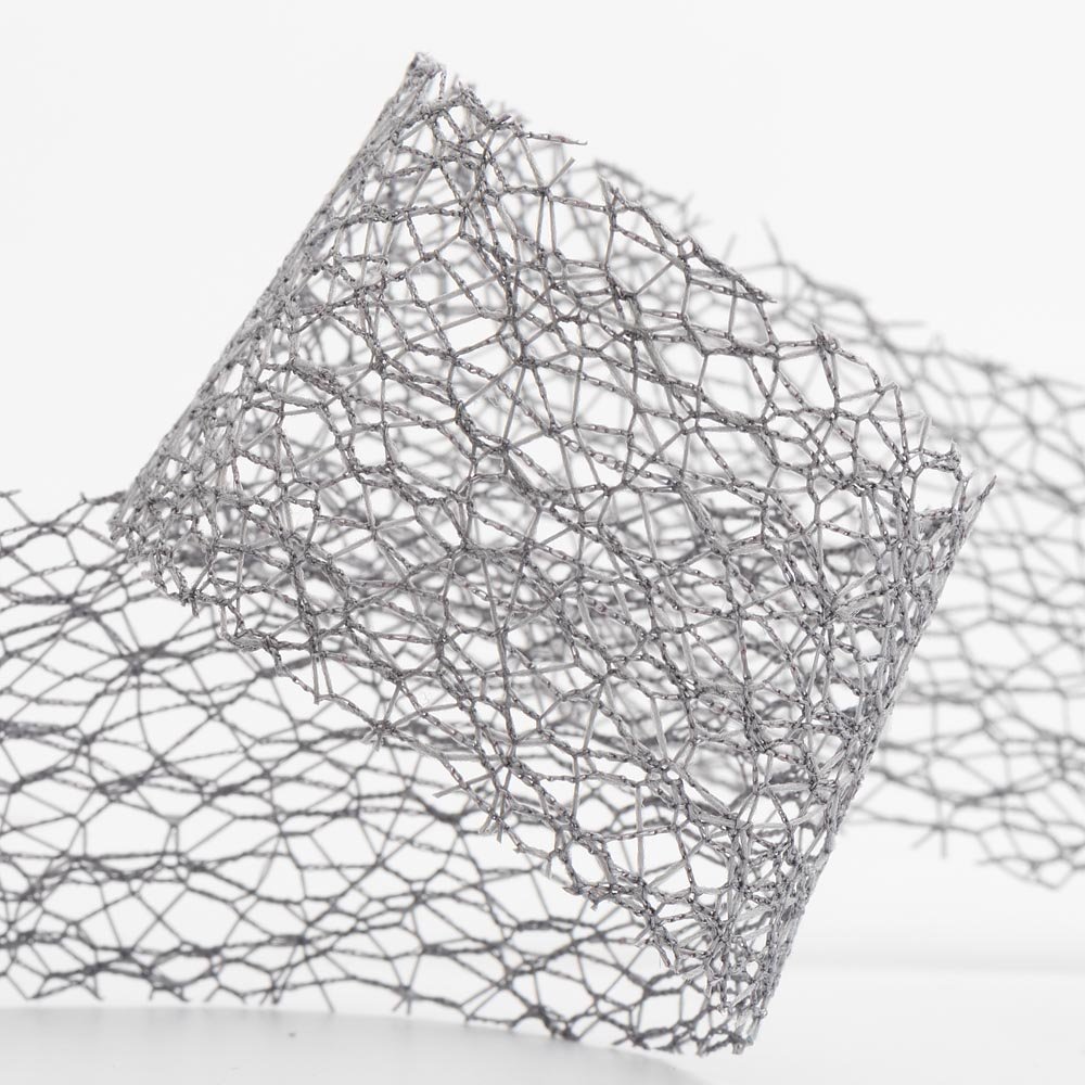 Deco Web Mesh Ribbon 38mm x 20 Metres - Silver Grey