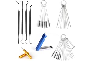 Carburetor Cleaning Kit, Torch Tip Cleaner Include 33 Needles 10 Cleaning Brushes 1 Scraper and 4 Clean Hooks for Motorcycle 