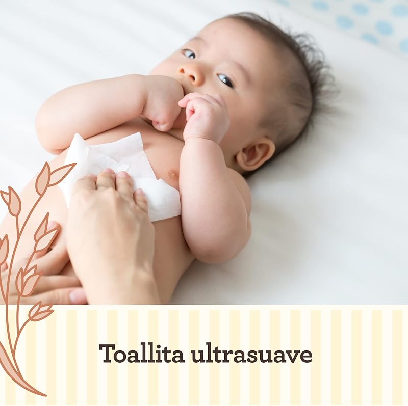 Daily Care Wipes (1 x 72 unidades), Toallitas húmedas suaves para bebés y niños, toallitas bebé con extracto de avena y aloe vera, sin perfume, sulfatos ni alcohol