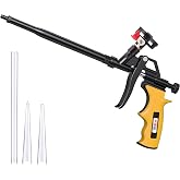 Wolline Spray Foam Insulation Gun, Heavy Duty Teflon-Coated, Yellow, 1 Pack | Expanding Gun; for Caulking, Insulating; Includes 2 Nozzles; Professional, (Gun + X Nozzle), Expanding Gun, Applicator