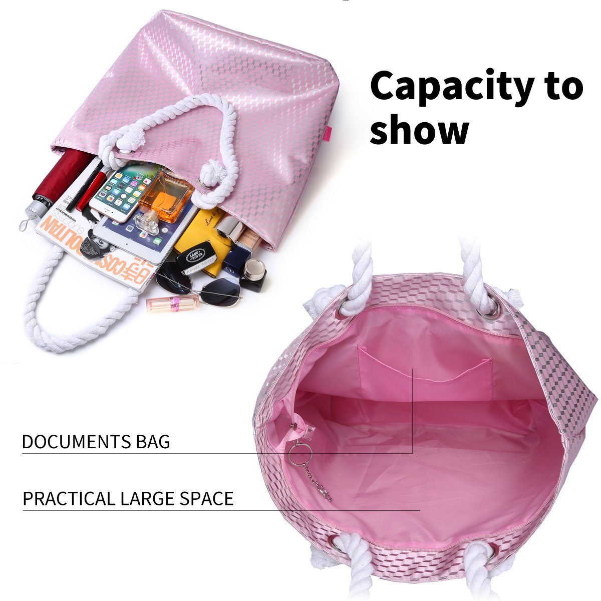 Sumerk Beach Bags and Totes Waterproof Tote Bag with Rope Handles