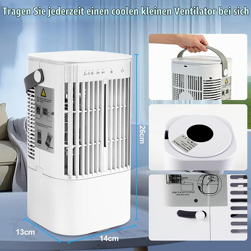 Mobile Ventilator mit 900ml Wassertank 2/4 h Timer — Foto 8 von 8