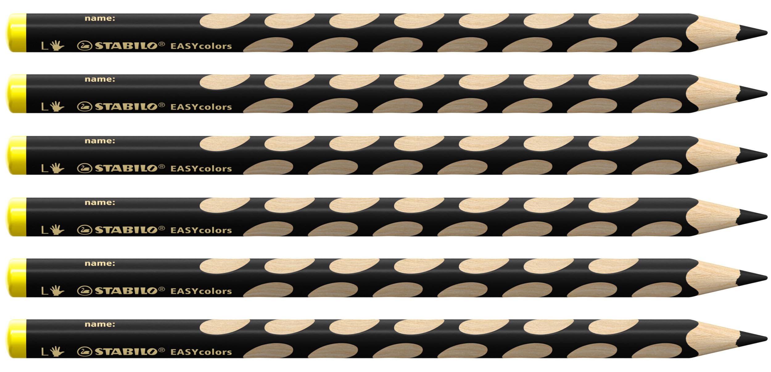 STABILO Ergonomic Colouring Pencil EASYcolors - Left-Handed - Pack of 6 - Black