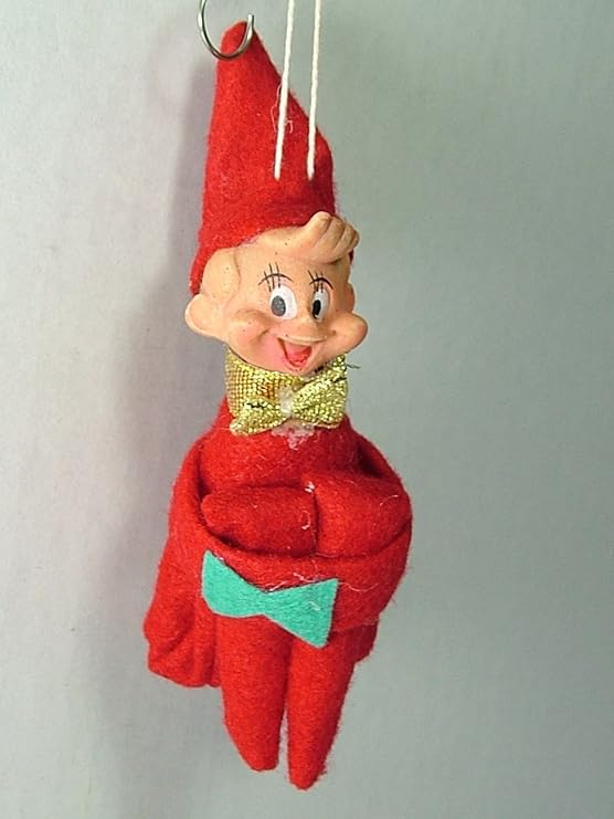 1940s Vintage Style Red Elf On A Shelf Doll Good Boy & Girl