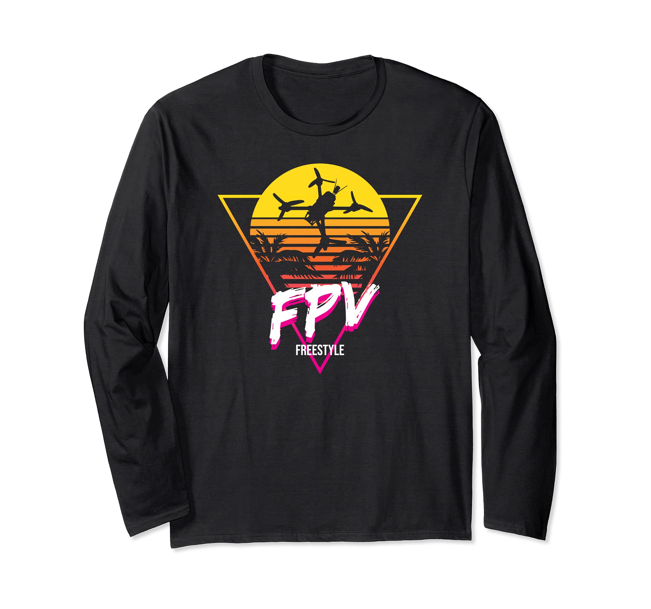 Retro Freestyle FPV Racing Drone Pilot Acro Quadcopter Long Sleeve T-Shirt