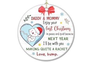 ZAGKOO New Parents Christmas Ornament 2024 - First Time Dad, Mom Gifts, Expecting Baby, Pregnancy Announcement, Bumps First Christmas - Merry Christmas Mommy and Daddy Pregnant Ornament Decoration