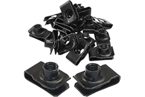 PHITUODA 25 Pcs Extruded U Type Nuts, M8 Bumper Fender U Style Clip on Nut Black Fasteners, Spring Nuts for Automotive Metal Fender/Grill Retainer Clips