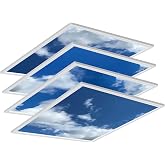 4 Pack 2x2 LED Flat Panel Light Drop Ceiling Fixture with Cloud Design, 7000LM Tunable 20W-40W, 3000K-6500K 0-10V Dimmable Skylight Recessed Fixture for Office Shop, ETL 24x24 Inch LED Panel