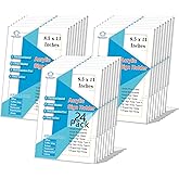 PecMuikee Slant Back Acrylic Sign Holder 8.5 x 11, Clear Picture Photo Frames Display Stand- Freestanding Tabletop Display Stand for Retail, Office, Restaurant , Flyers and Posters (24 Pcs)