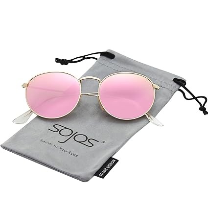 SOJOS Mode Rund Polarisiert Damen Herren Sonnenbrille Mirrored Lenses Unisex Sunglasses SJ1014