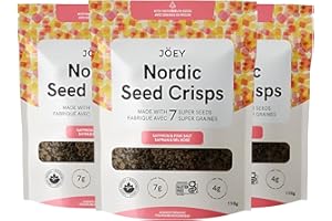 Joey Nordic Super Seed Crisps, Saffron & Pink Salt Flavour, Organic, Gluten-Free, Kosher Crackers, 3 × 110 g Packs