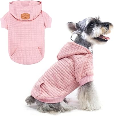 BEAUTYZOO Small Dog Hoodie Sweater with Pockets Leash Hole All Weather Coat