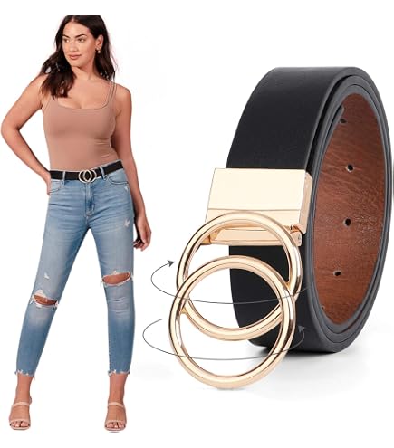 8337 Women\'s 1.5 Inch Leather Reversible Belt, Stylish Fashion Accessory Women\ main image 4