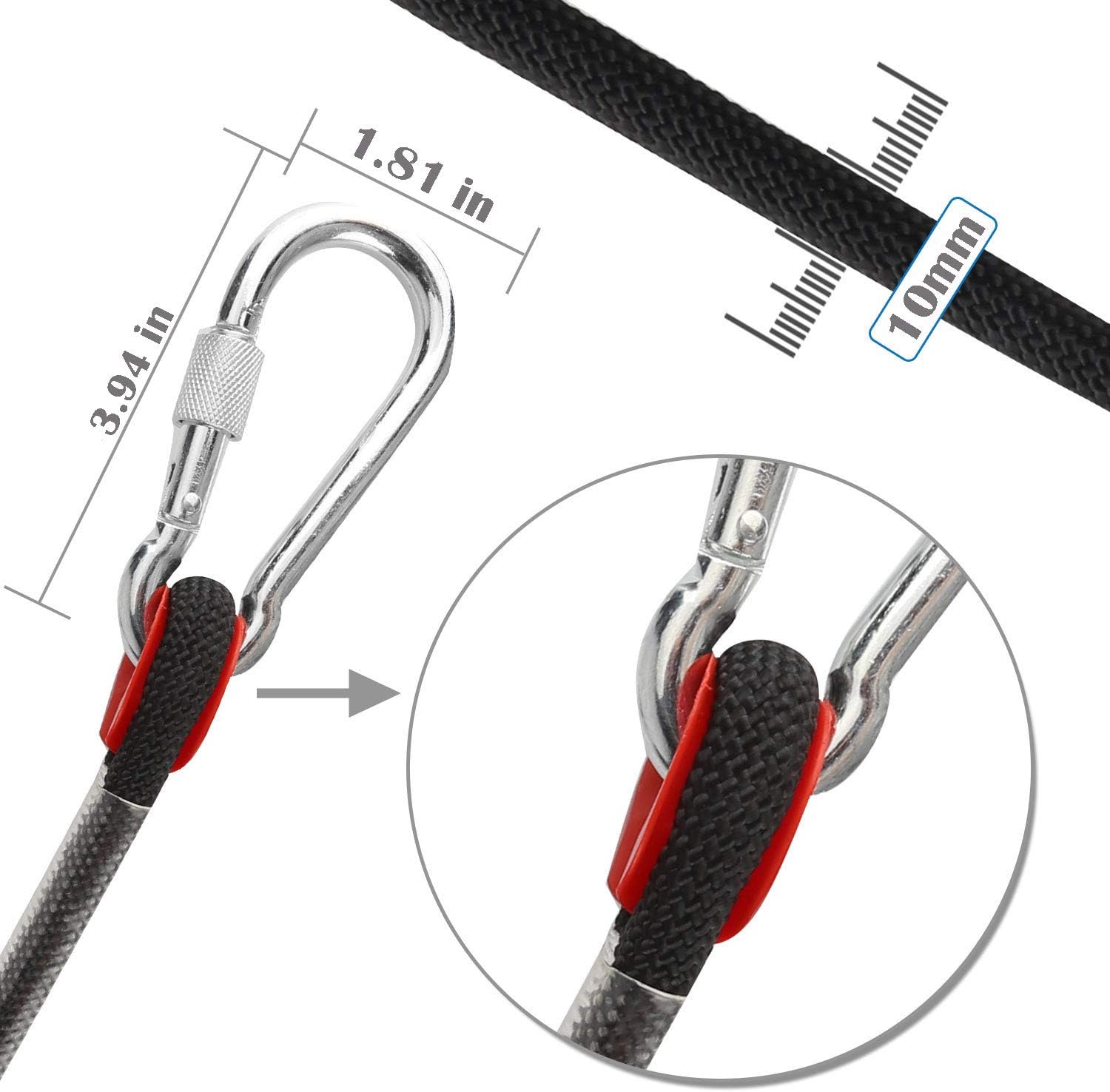 GINEE Static Climbing Rope 35FT, 50FT, 100FT, 150FT, 200FT, 250FT(Diam 10mm, 16mm) : Sports & Outdoors