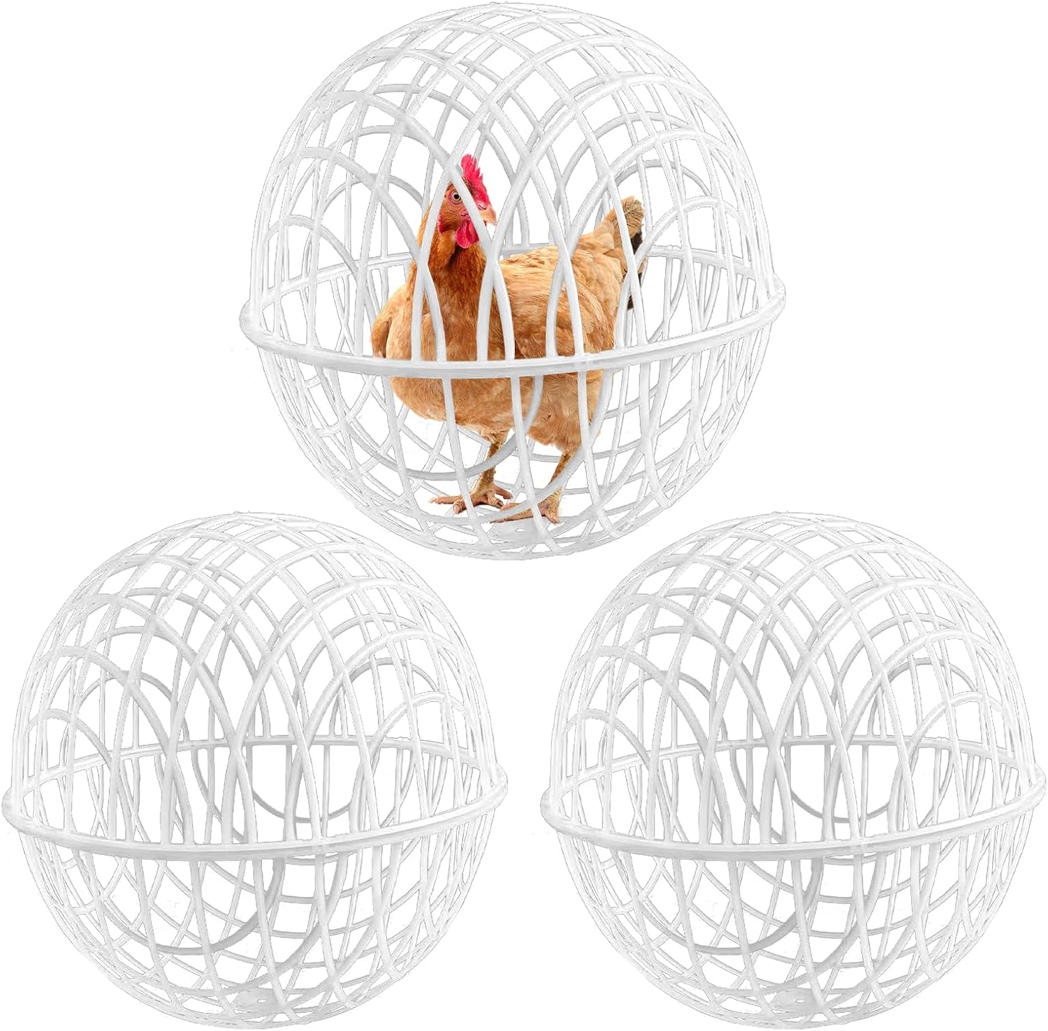 3 Pieces Ball-Shaped Movable Chicken Coop Chicken Balls Cage Farm Outdoor Rolling Bunny Duck Hutch Safe Walking Net Preventing Dog Bites Trampled by Horse