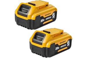 Waitley 2-Pack 6.0Ah 20V Lithium-Ion Replacement Battery Compatible with Dewalt 20V Battery DCB200 DCD/DCF/DCG Series Cordles