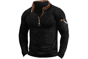 HUCHPI Mens Shirts Casual Stylish Fall Henley Pullover Corduroy Polo Sweatshirt Thermal Long Sleeve Stand Collar Jacket