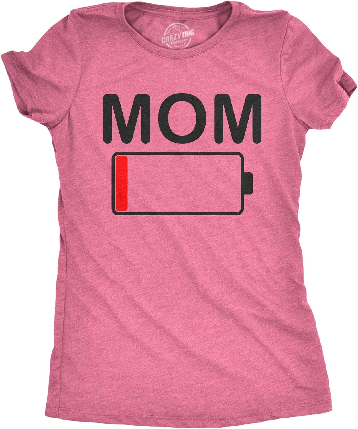 Womens Mom Battery Low Funny Sarcastic Graphic Tired Parenting Mother T Shirt