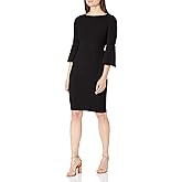Calvin Klein Women's 3/4 Belle Sleeve Knee Length Crepe Sheath Dress