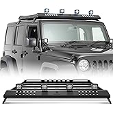 YZONA Roof Rack Cargo Basket with 4 PCS LED Light Bar Compatible with 2007-2026 Jeep Wrangler JK JL Unlimited & Gladiator JT 4 Doors Hardtop Model, JKU JLU Luggage Storage Carrier Rooftop Racks