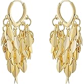 Cascading Leaf Dangle Earrings, Long Tassel Drop Design, Chandelier Style