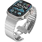 Wingle Compatible for Apple Watch Band Ultra 3/2/1 Band 49mm Series 11 10 46mm 45mm 44mm 42mm SE 3/2/1 Series 9 8 7 6 5 4 3 2 1 Men, Stainless Steel Classy Business Metal iWatch Bands Bracelet, Silver