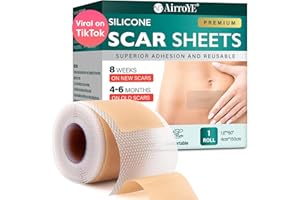 VXOYO Silicone Scar Sheets, Silicone Scar Tape (1.6"x 60" Roll-1.5M), Reusable and Effective Scar Removal Sheets, Silicone Scar Removal Sheets for Surgical Scars, Healing Keloid, C-Section, Tummy Tuck
