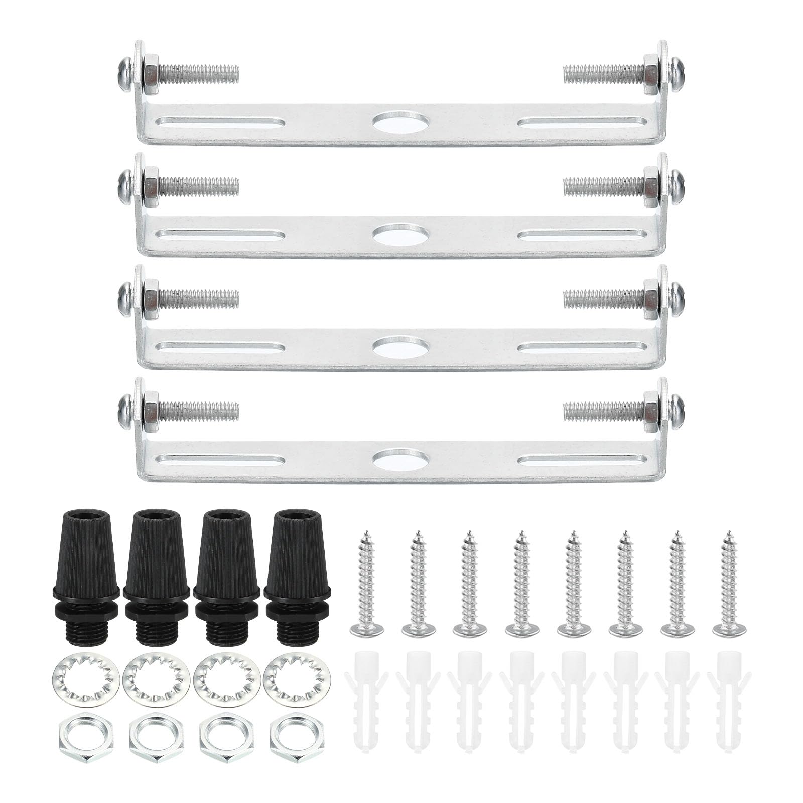 PATIKIL 105mm Ceiling Light Plate Kit, 4 Set Light Fixture Mounting Bracket Plate Steel Crossbar for Home Office Pendant Wall Light, with Screw Washer Nut