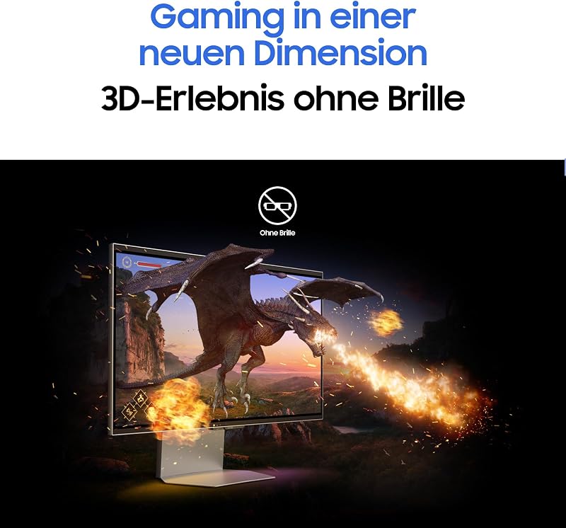 Odyssey 3D Gaming Monitor G90FX 27 Zoll, Brillenloses 3D-Erlebnis, IPS-Panel, AI 3D, 4K-Auflösung, 3.840 x 2.160 Pixel, FreeSync Premium Pro, G-Sync-kompatibel, 1 ms, 165 Hz, LS27FG904XUXEN