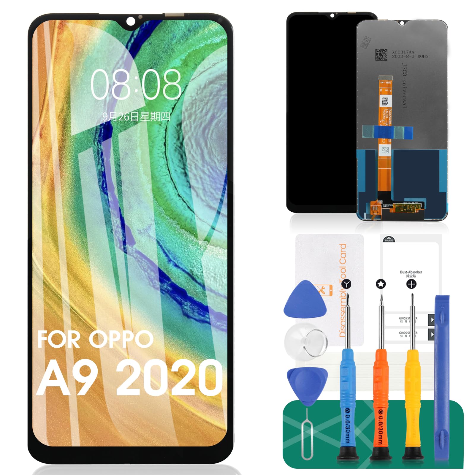 For OPPO A9 2020 LCD Screen For Oppo A11x Screen Replacement CPH1937 A5 2020 Display Touch Digitizer Assembly CPH1939, CPH1941 Repair Parts Kits (Black No Frame)