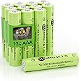 Howardly 1.2v AAA Ni-MH Rechargeable Battery, Triple A 600mAh 1.2V Rechargeable Battery Pre-Charged, Low Self - Discharge for Outdoor Solar Lights, Solar Pathway Lights (AAA-600mAh-12pack