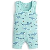 monica + andy Racerback Shortall, 100% Organic Baby Clothes for Boys, Baby Romper, Sizes For Preemie, Newborn & Infant