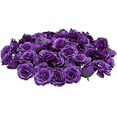 Bright Creations Artificial Flowers Stemless Silk Rose Heads - 2 in, 75 Pack, Purple - Wedding & Bridal Shower Decorations - Centerpiece Table Decorations & Flower Wall Backdrop